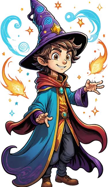 Free PDF Coloring Pages Magician boy from our printable drawings for kids
