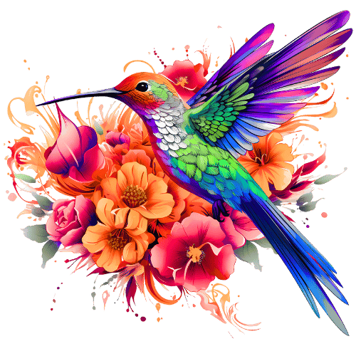 Global Coloring Inspiration – Bird with Colorful Flowers Artwork image