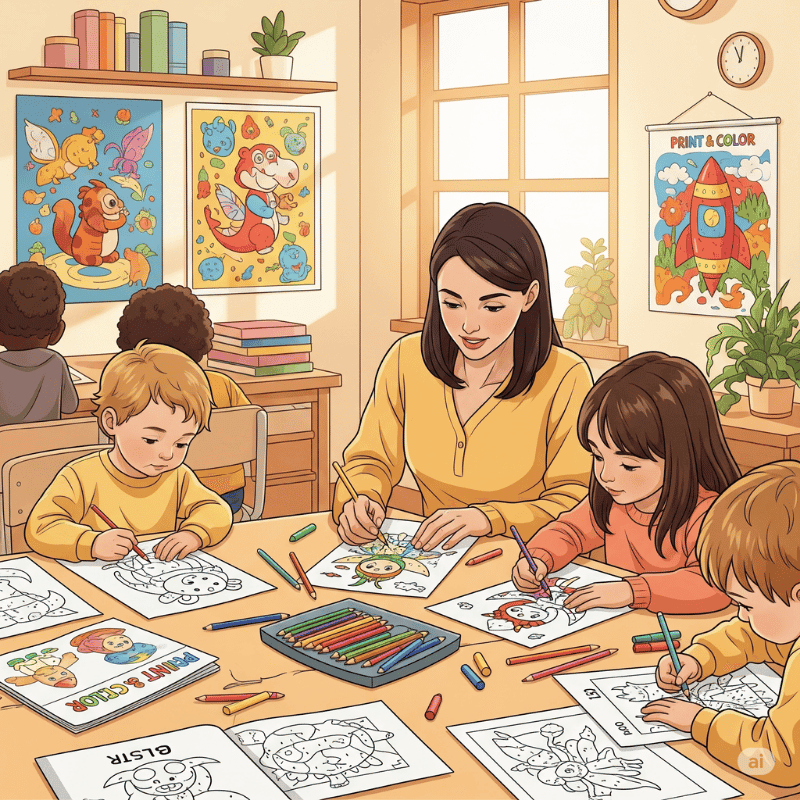 Free children’s colouring book pages printable in PDF for kids to download and print