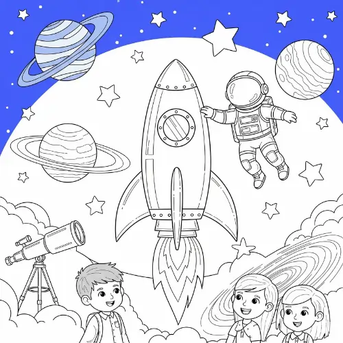 Kids Coloring Rockets, Planets, and Astronauts – Space & Science PDF Coloring Book