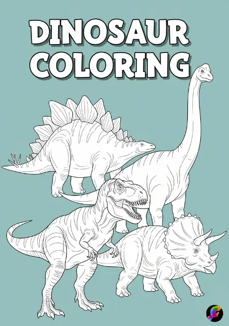 Dinosaur coloring pages for kids from free PDF printable coloring books, pages and sheets