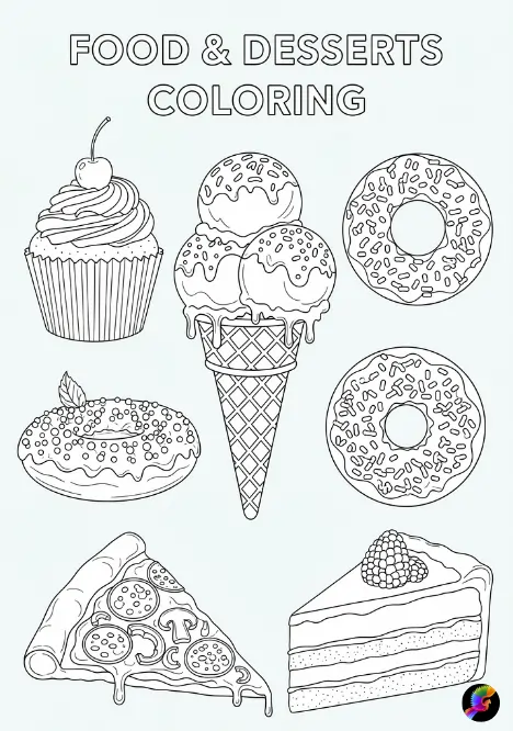 Food and dessert coloring pages