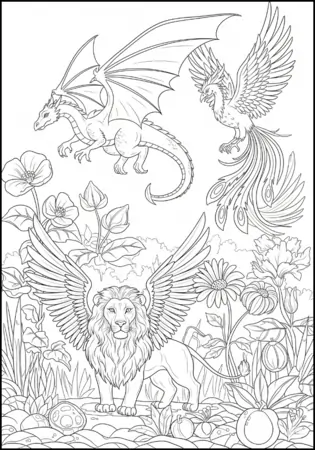 Mythical creatures coloring page pdf