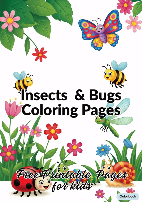 free insects and bugs Coloring book cover page