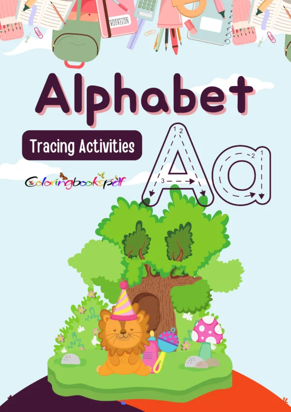 Alphabet tracing activity printable PDF with uppercase and lowercase letters A to Z