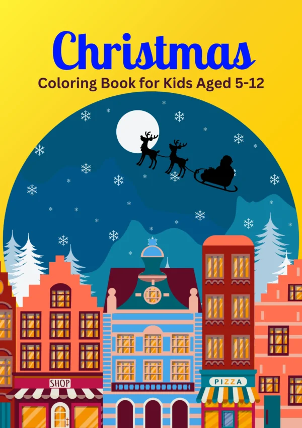 christmas coloring book cover for kids 5-12